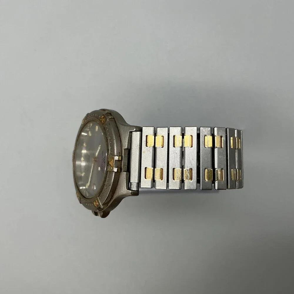 Waltham Mens Watch 36mm Silver Gold Tone Date XKE015-025 For Parts Not Running